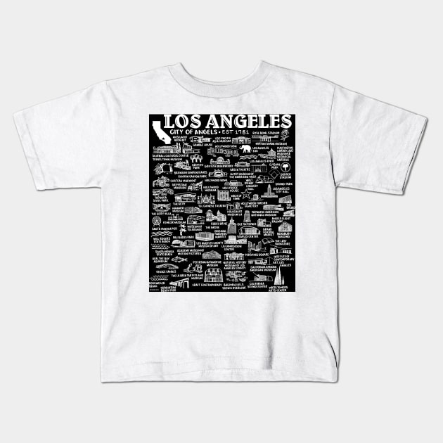 Los Angeles Map Kids T-Shirt by fiberandgloss